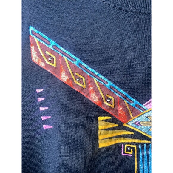 jerzees Native American Sweater Tribal Indian Feather Aztec Beads M USA 3D - Picture 4 of 11
